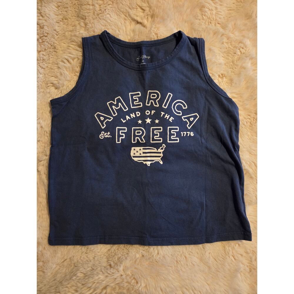 Sweet Honey Navy Patriotic America Land Of The Free Tank top Girls 14 NWOT